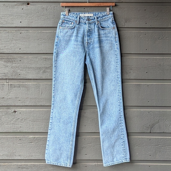 GRLFRND Karolina High Rise Straight Crop Jeans Size 24 100% Cotton Larchmont Blu